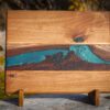 Butcher Block Cutting Board W/Blue Epoxy