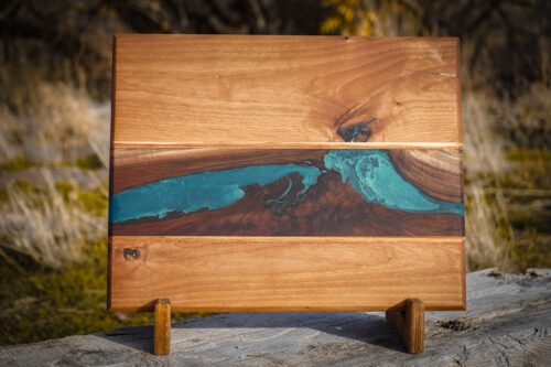 DSC00530 Butcher Block Cutting Board W/Blue Epoxy
