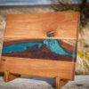 Butcher Block Cutting Board W/Blue Epoxy