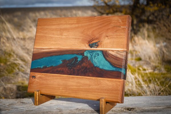 Butcher Block Cutting Board W/Blue Epoxy
