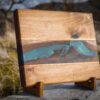 Butcher Block Cutting Board W/Blue Epoxy
