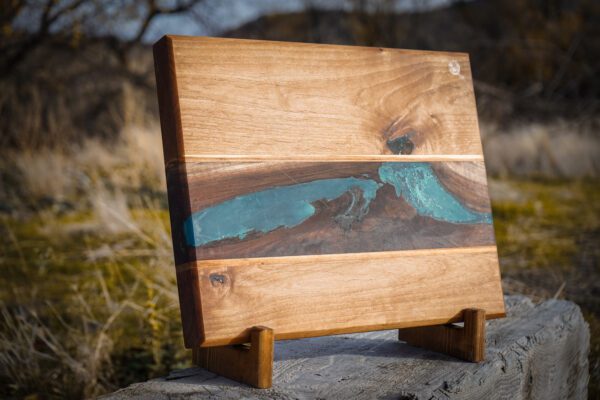 Butcher Block Cutting Board W/Blue Epoxy