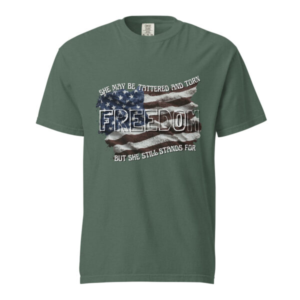 Unisex She May Be Tattered Flag- White Letters