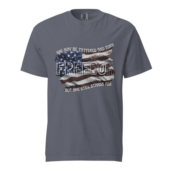 Unisex She May Be Tattered Flag- White Letters