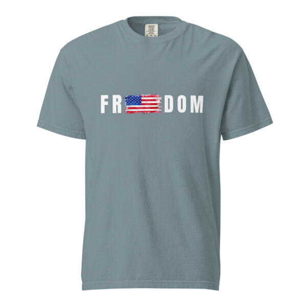 unisex-garment-dyed-heavyweight-t-shirt-ice-blue-front-6a147c10b990e.jpg Unisex Freedom Shirt- White Letters