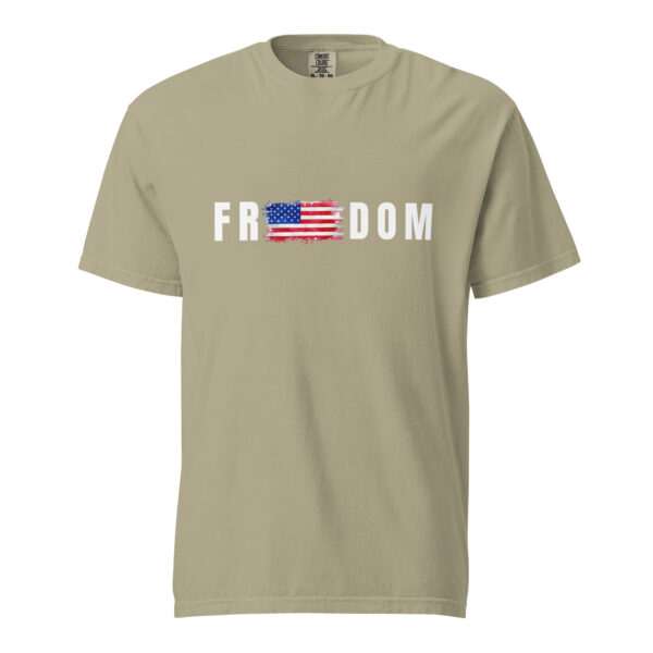 unisex-garment-dyed-heavyweight-t-shirt-khaki-front-6a147c10c38ff.jpg Unisex Freedom Shirt- White Letters