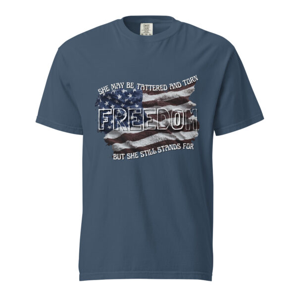 Unisex She May Be Tattered Flag- White Letters