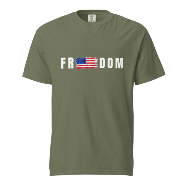 unisex-garment-dyed-heavyweight-t-shirt-moss-front-6a147c10b1d74.jpg Unisex Freedom Shirt- White Letters