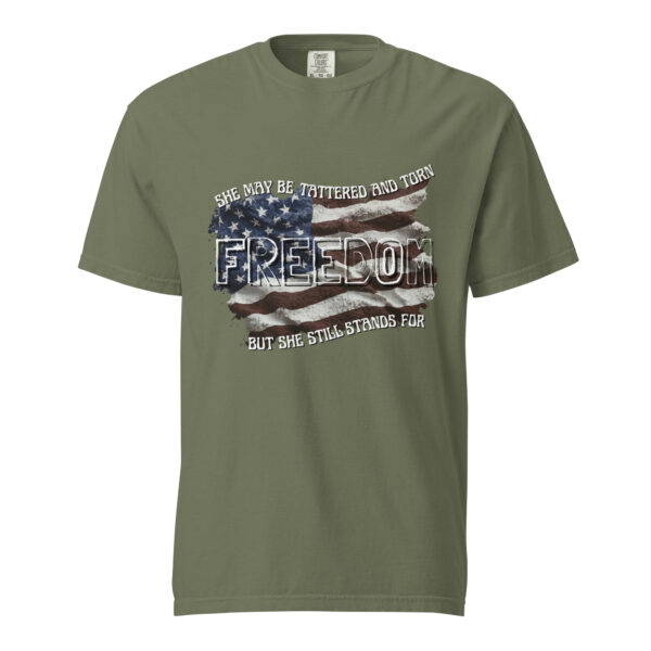 Unisex She May Be Tattered Flag- White Letters